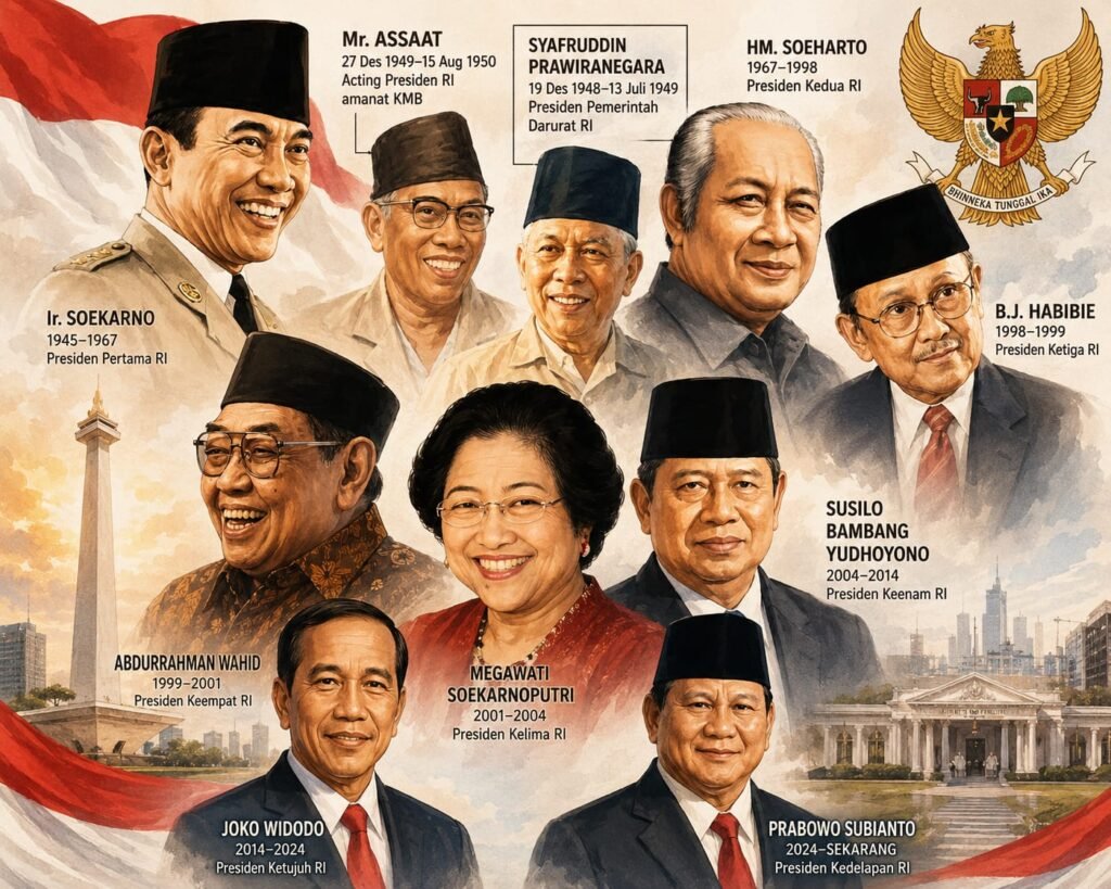 Perjalanan Nusantara: Dari Kerajaan, Sumpah Pemuda, hingga 8 Presiden RI 1945–2026