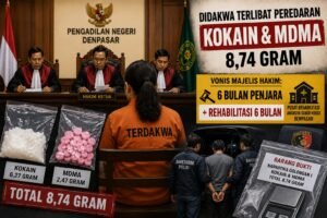 Didakwa Terlibat Peredaran Kokain dan MDMA 8,74 Gram, Warga Jakarta Divonis 6 Bulan Penjara dan Rehabilitasi