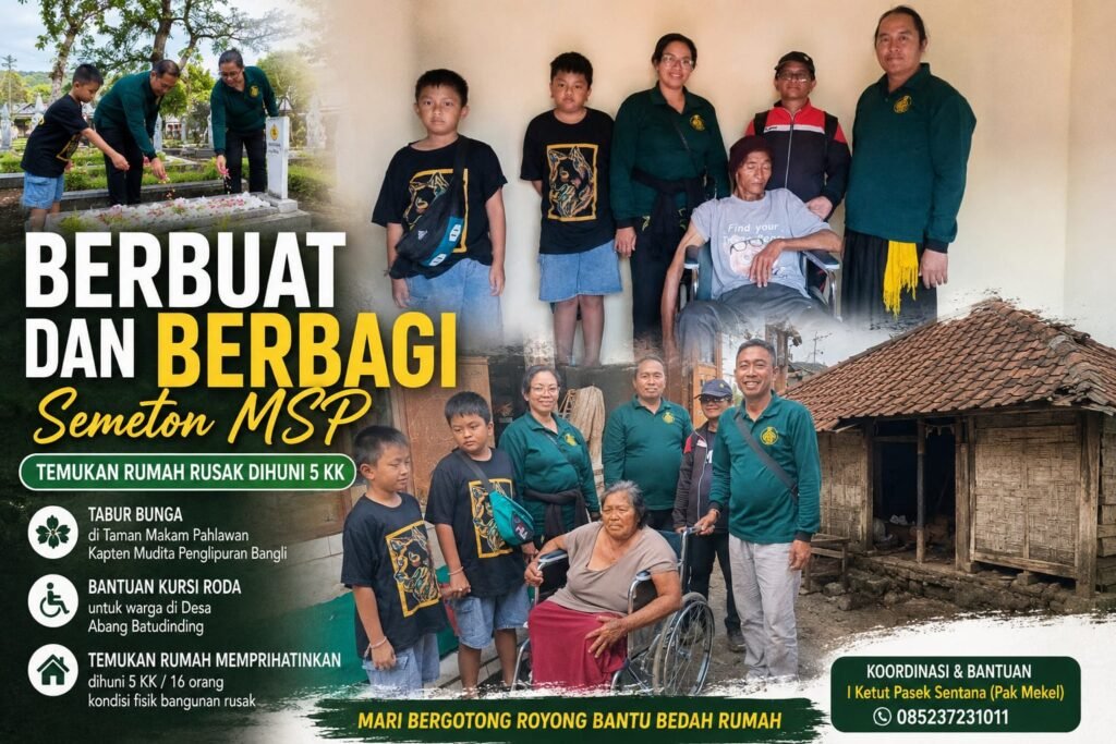 Semeton MSP dan Lotus Peduli Berbagi Kursi Roda, Temukan Rumah Dihuni 5 KK di Bangli