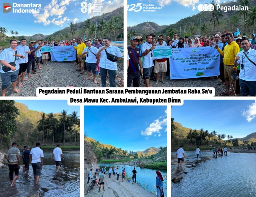 PT Pegadaian Hadir di Desa Mawu, Dukung Pembangunan Jembatan Raba Sa’u